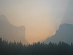  Dawn, with smoke obscuring the sun behind Half Dome, Yosemite